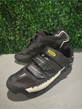 Mavic Black and White Men's Cycling Sneakers with Triple-Velcro
